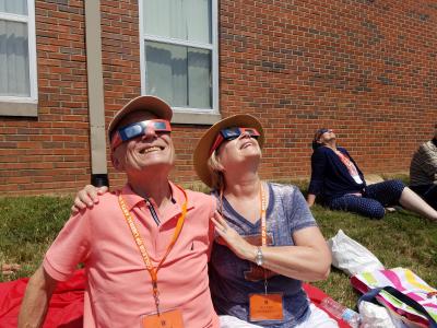 Mayor Ford and Michael Ford watching the eclipse in 2017