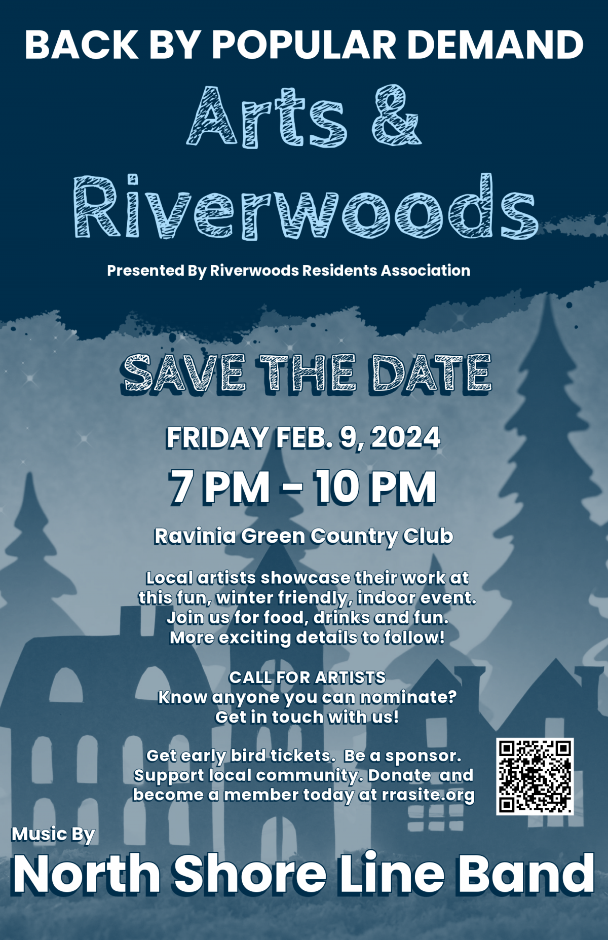 Arts and Riverwoods Flyer | Save the Date - Friday, Feb 9, 2024
